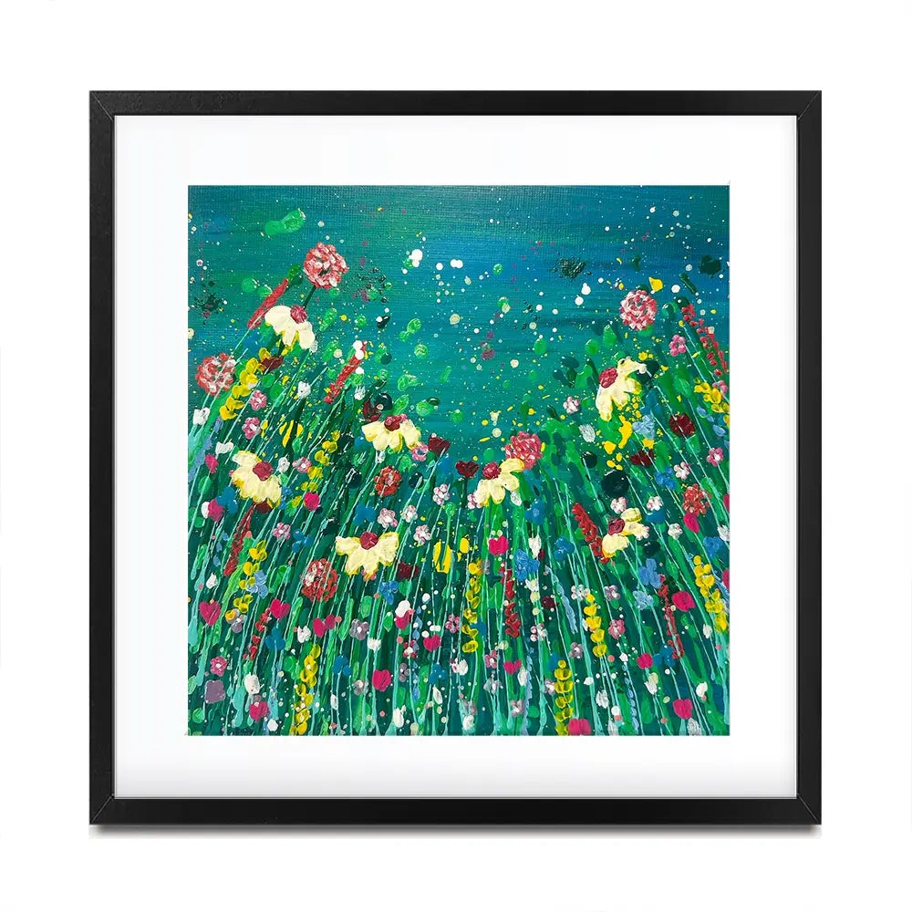 Floral Green Square Framed Art Print Floral Green Square Framed Art Print wall art product Emma LC Art