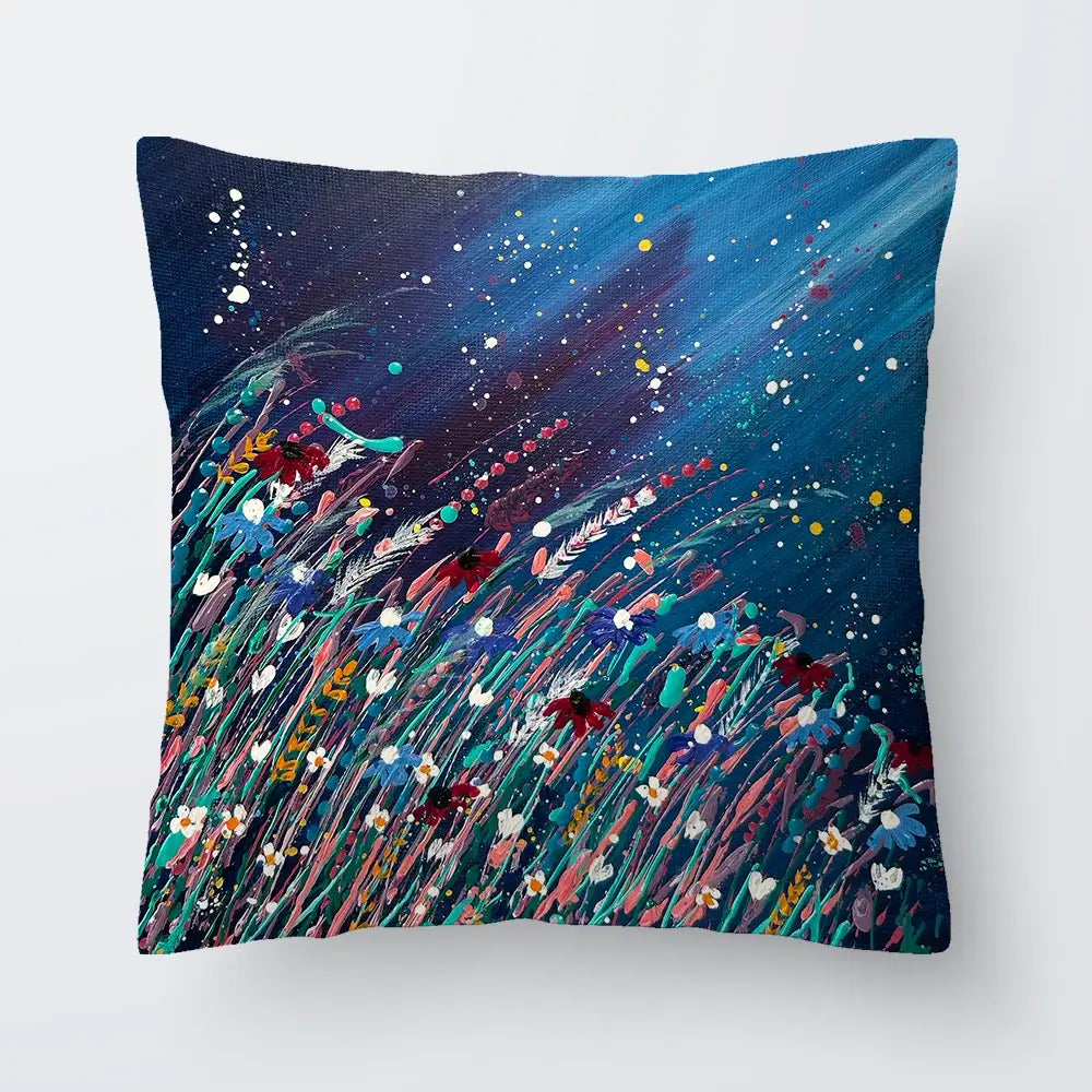 Floral Navy Nights Cushion Floral Navy Nights Cushion wall art product Emma LC Art