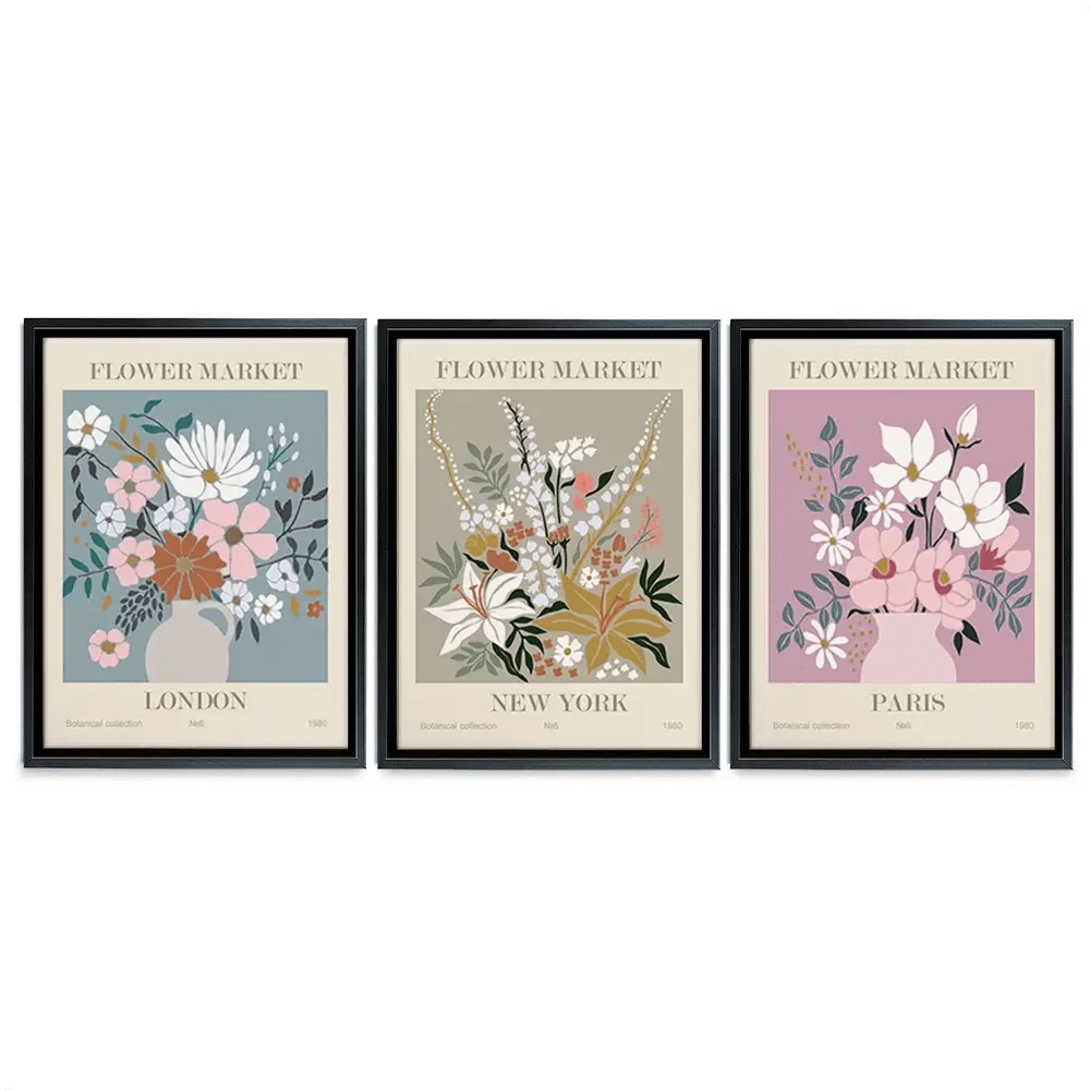 Flower Market Trio Canvas Print Flower Market Trio Canvas Print wall art product Lana Brow / Shutterstock