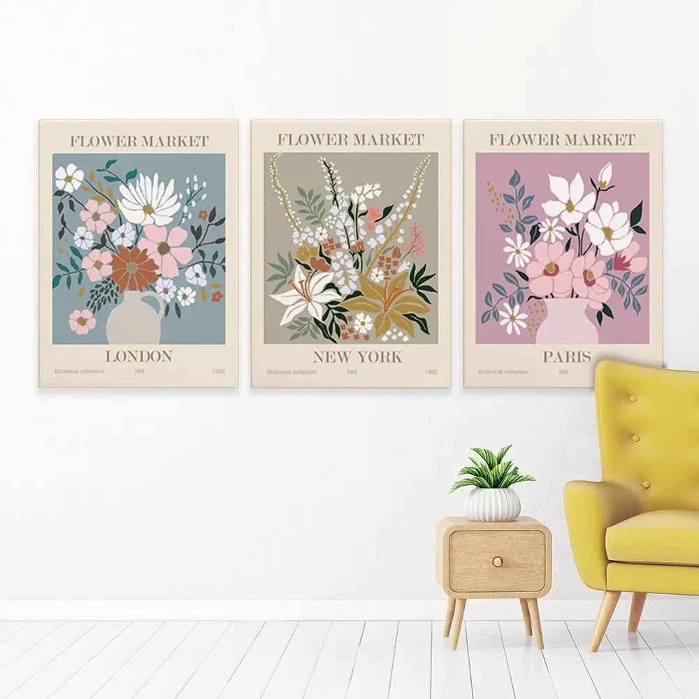Flower Market Trio Canvas Print Flower Market Trio Canvas Print wall art product Lana Brow / Shutterstock