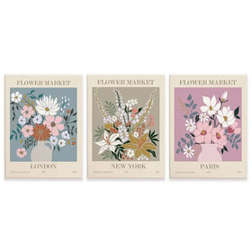 Flower Market Trio Canvas Print Flower Market Trio Canvas Print wall art product Lana Brow / Shutterstock