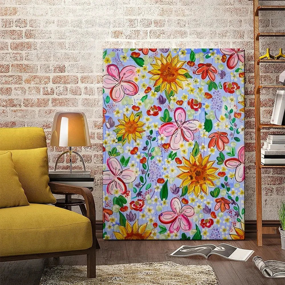 Flower Power Blue Canvas Print Flower Power Blue Canvas Print wall art product Elizabeth White