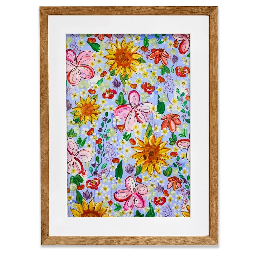 Flower Power Blue Framed Art Print Flower Power Blue Framed Art Print wall art product Elizabeth White
