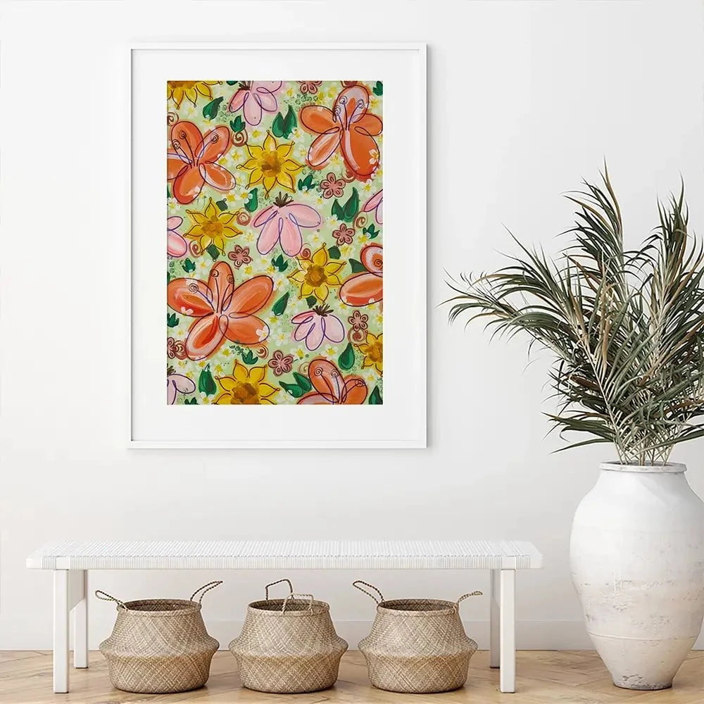 Flower Power Green Framed Art Print Flower Power Green Framed Art Print wall art product Elizabeth White