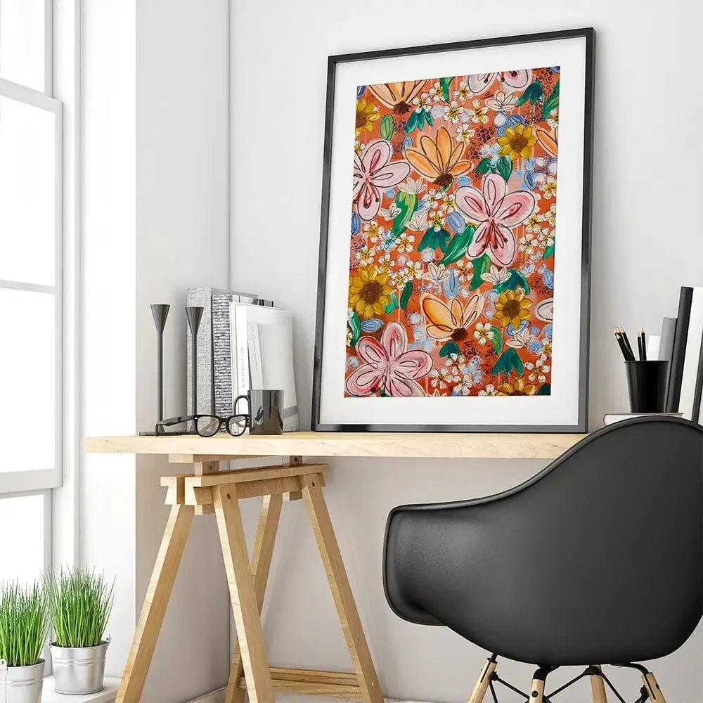 Flower Power Orange Framed Art Print Flower Power Orange Framed Art Print wall art product Elizabeth White