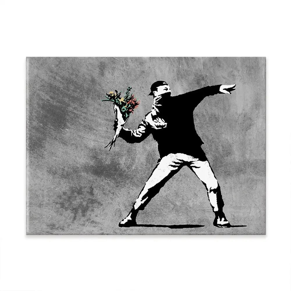 Flower Thrower Canvas Print Flower Thrower Canvas Print wall art product Banksy