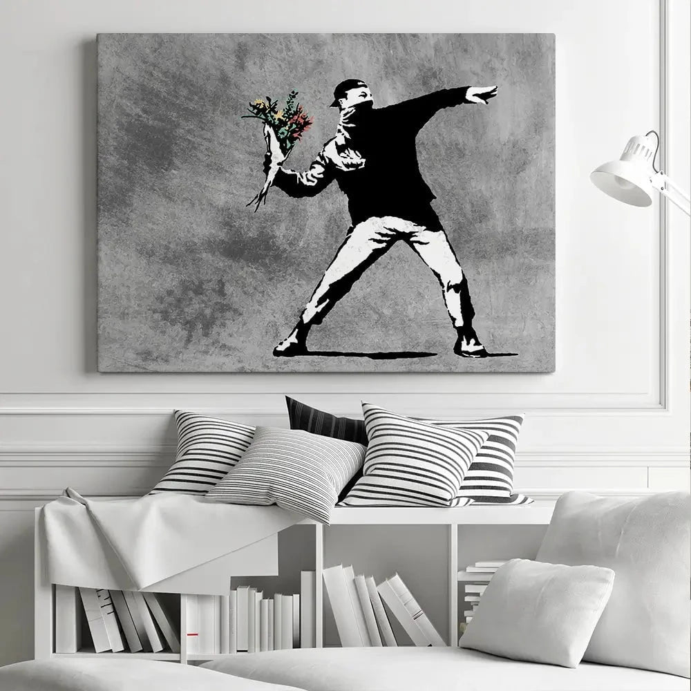 Flower Thrower Canvas Print Flower Thrower Canvas Print wall art product Banksy