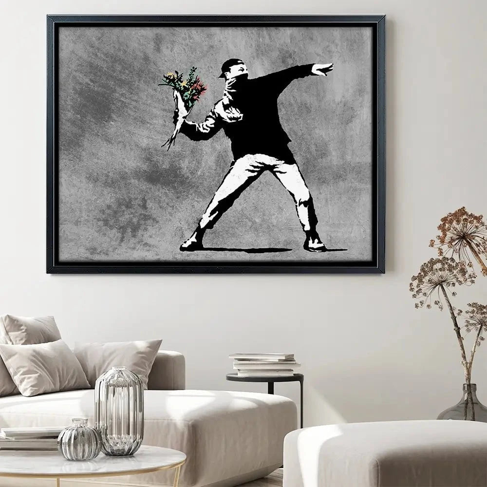Flower Thrower Canvas Print Flower Thrower Canvas Print wall art product Banksy