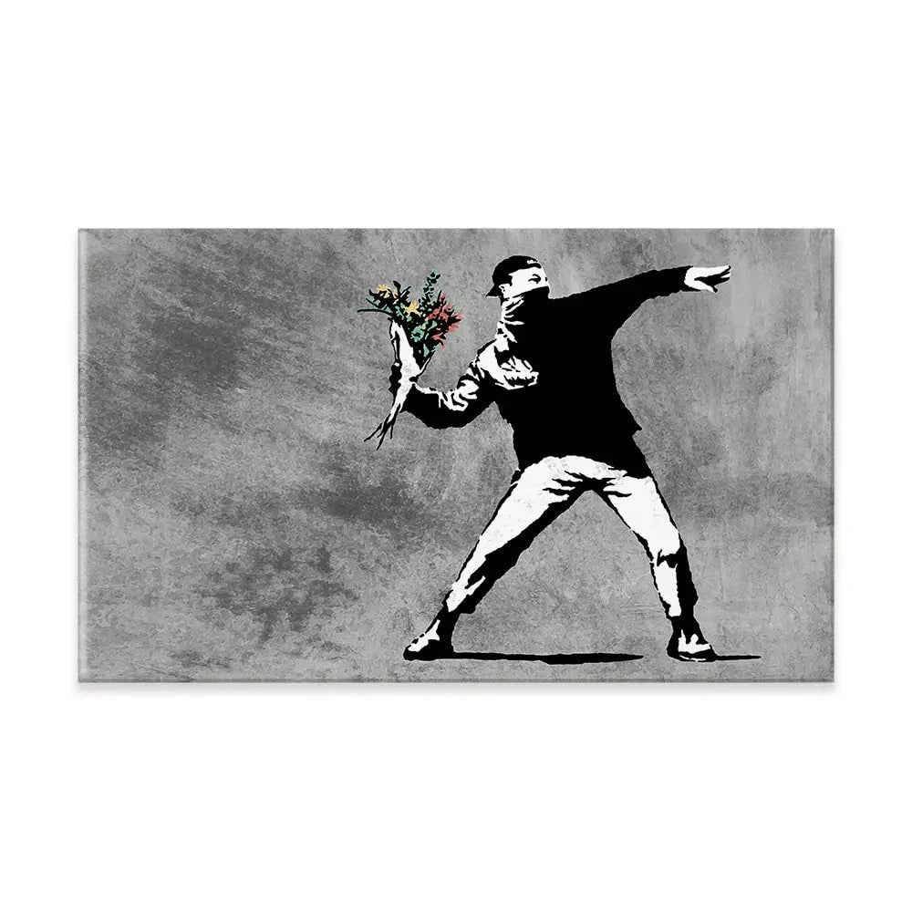 Flower Thrower Canvas Print Flower Thrower Canvas Print wall art product Banksy