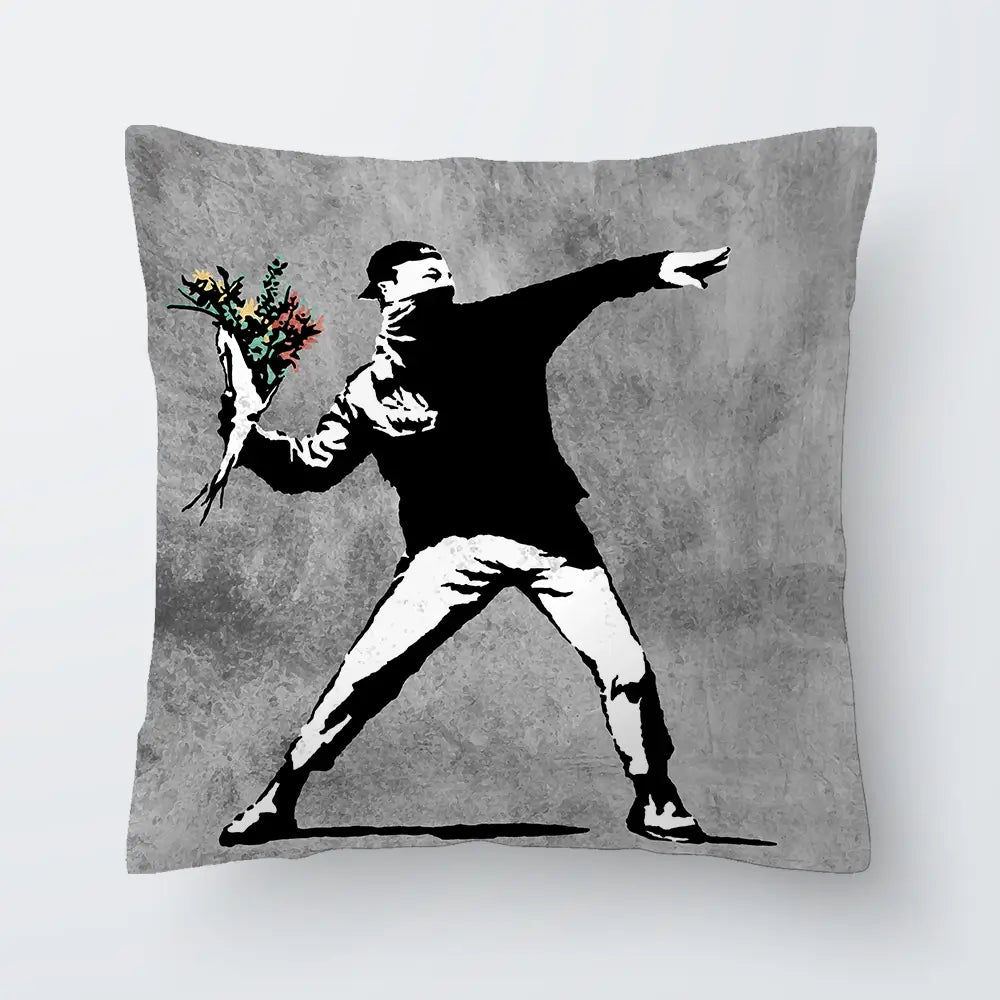 Flower Thrower Cushion Flower Thrower Cushion wall art product Banksy