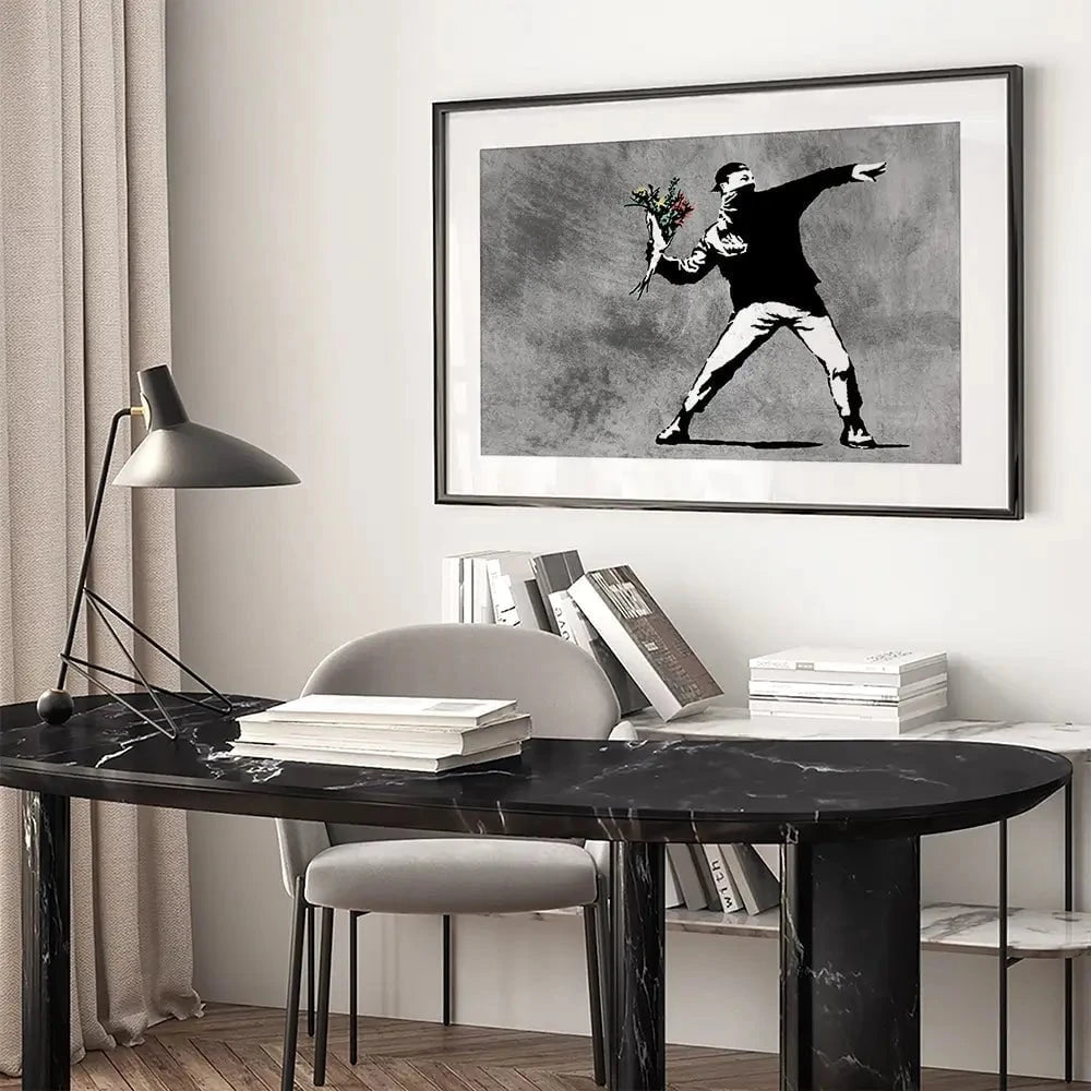 Flower Thrower Framed Art Print Flower Thrower Framed Art Print wall art product Banksy