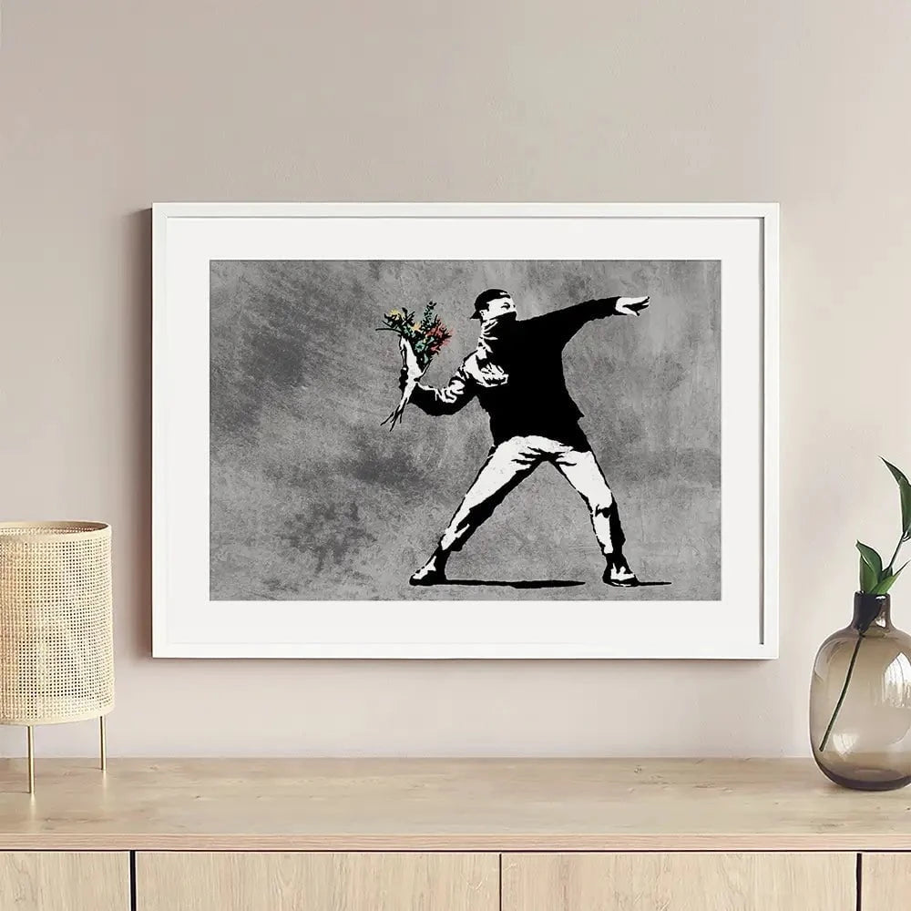 Flower Thrower Framed Art Print Flower Thrower Framed Art Print wall art product Banksy
