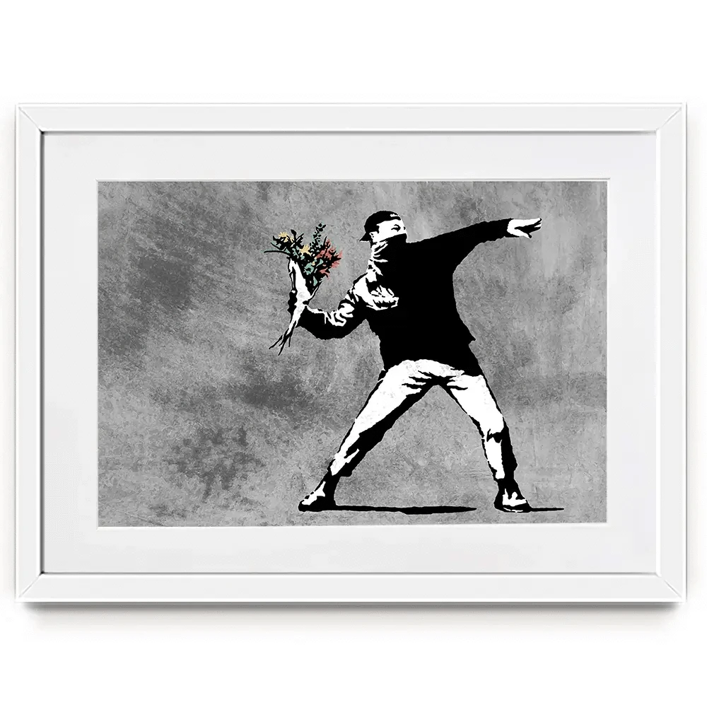 Flower Thrower Framed Art Print Flower Thrower Framed Art Print wall art product Banksy