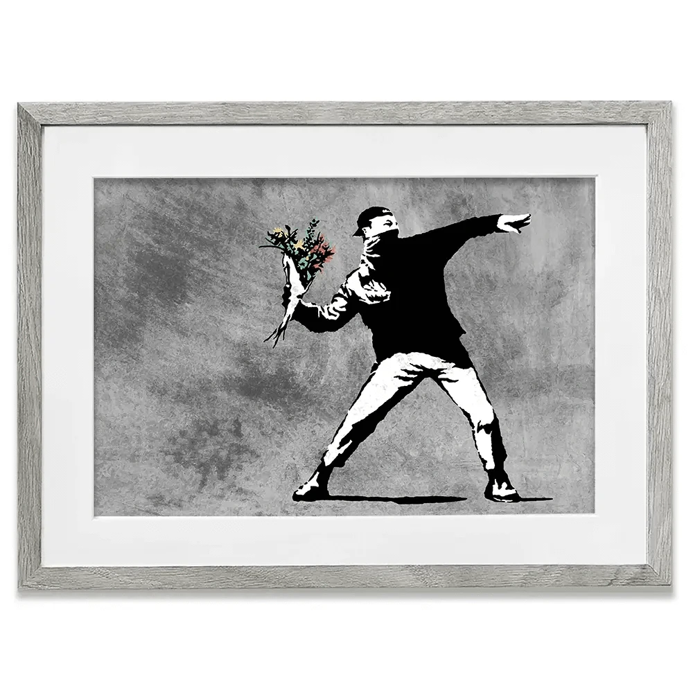 Flower Thrower Framed Art Print Flower Thrower Framed Art Print wall art product Banksy