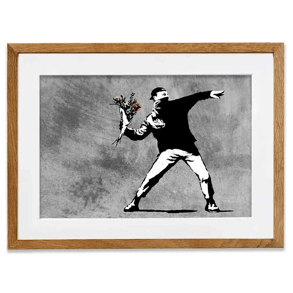 Flower Thrower Framed Art Print Flower Thrower Framed Art Print wall art product Banksy