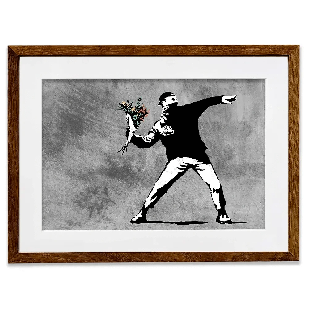 Flower Thrower Framed Art Print Flower Thrower Framed Art Print wall art product Banksy