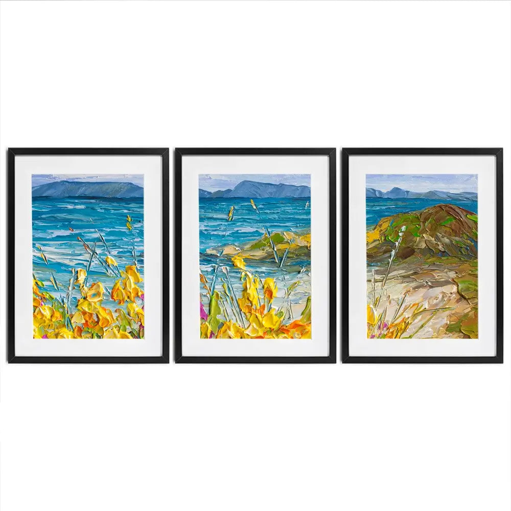 Flowers Beside The Sea Framed Art Print Trio Flowers Beside The Sea Framed Art Print Trio wall art product Olga Tkachyk