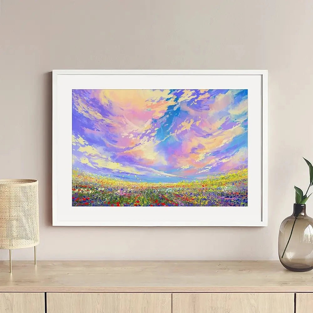 Flowers Under Clouds Framed Art Print Flowers Under Clouds Framed Art Print wall art product Tithi Luadthong / Shutterstock