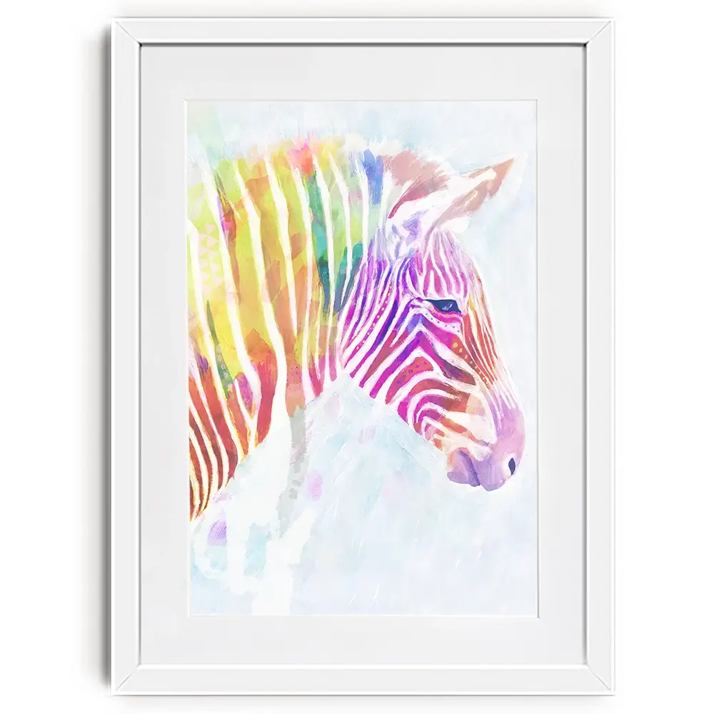 Fluroscent Zebra Framed Art Print Fluroscent Zebra Framed Art Print wall art product Victoria Borges