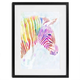 Fluroscent Zebra Framed Art Print Fluroscent Zebra Framed Art Print wall art product Victoria Borges