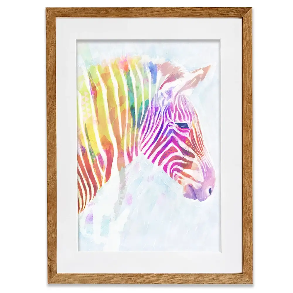 Fluroscent Zebra Framed Art Print Fluroscent Zebra Framed Art Print wall art product Victoria Borges