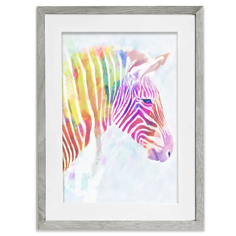 Fluroscent Zebra Framed Art Print Fluroscent Zebra Framed Art Print wall art product Victoria Borges