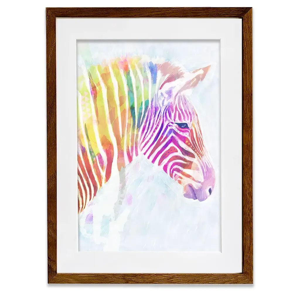 Fluroscent Zebra Framed Art Print Fluroscent Zebra Framed Art Print wall art product Victoria Borges