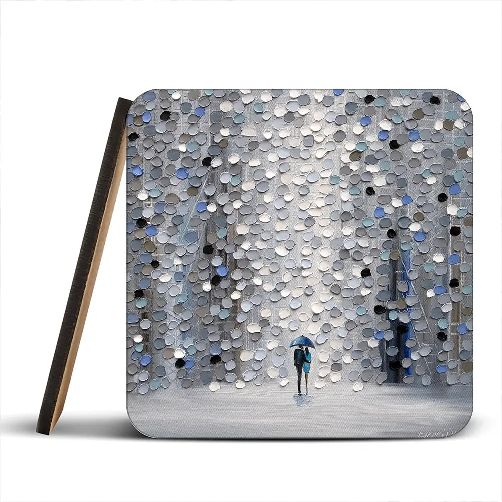 Foggy Rain Coaster Set Rainbow Soul Tree Coaster Set | Rainbow Soul Tree Art Coasters wall art product Ekaterina Ermilkina