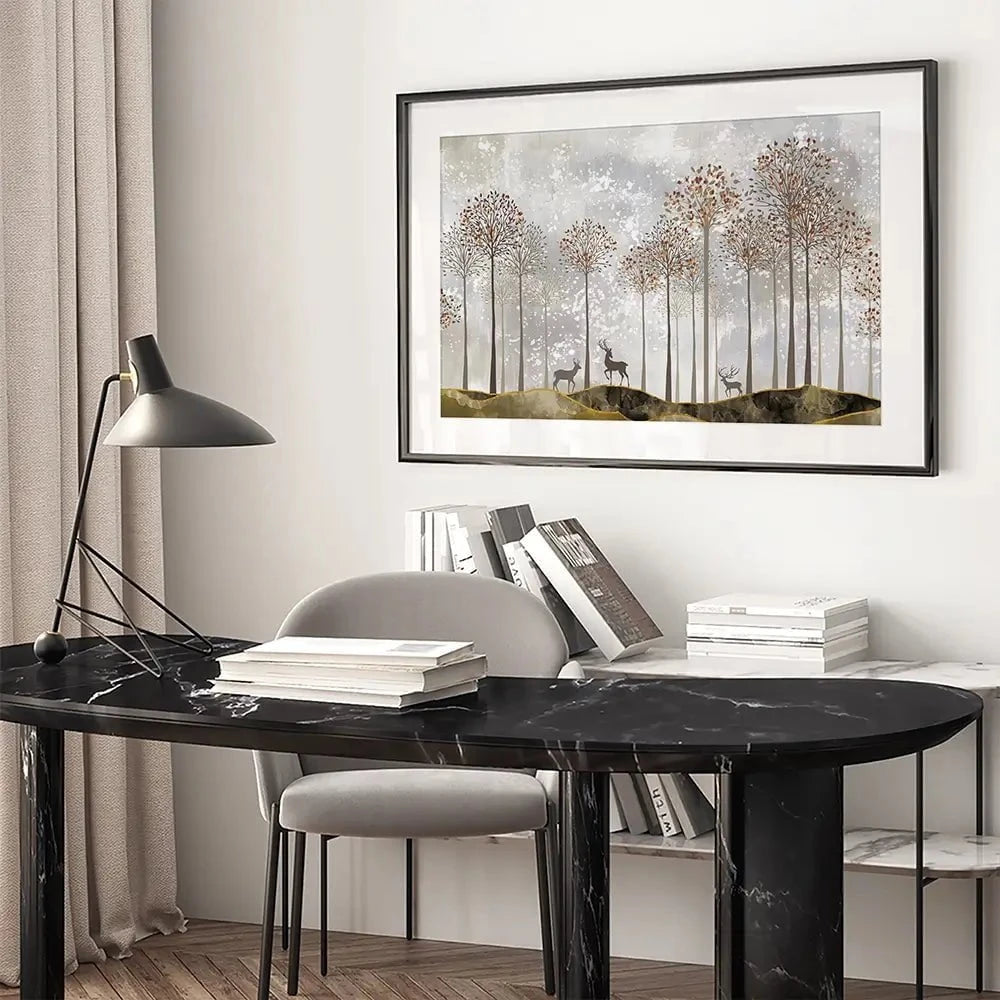 Forest Deer Framed Art Print Forest Deer Framed Art Print wall art product 3d artwork wallpaper / Shutterstock