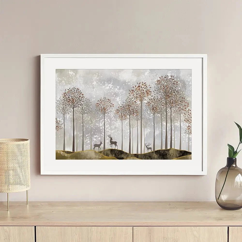Forest Deer Framed Art Print Forest Deer Framed Art Print wall art product 3d artwork wallpaper / Shutterstock