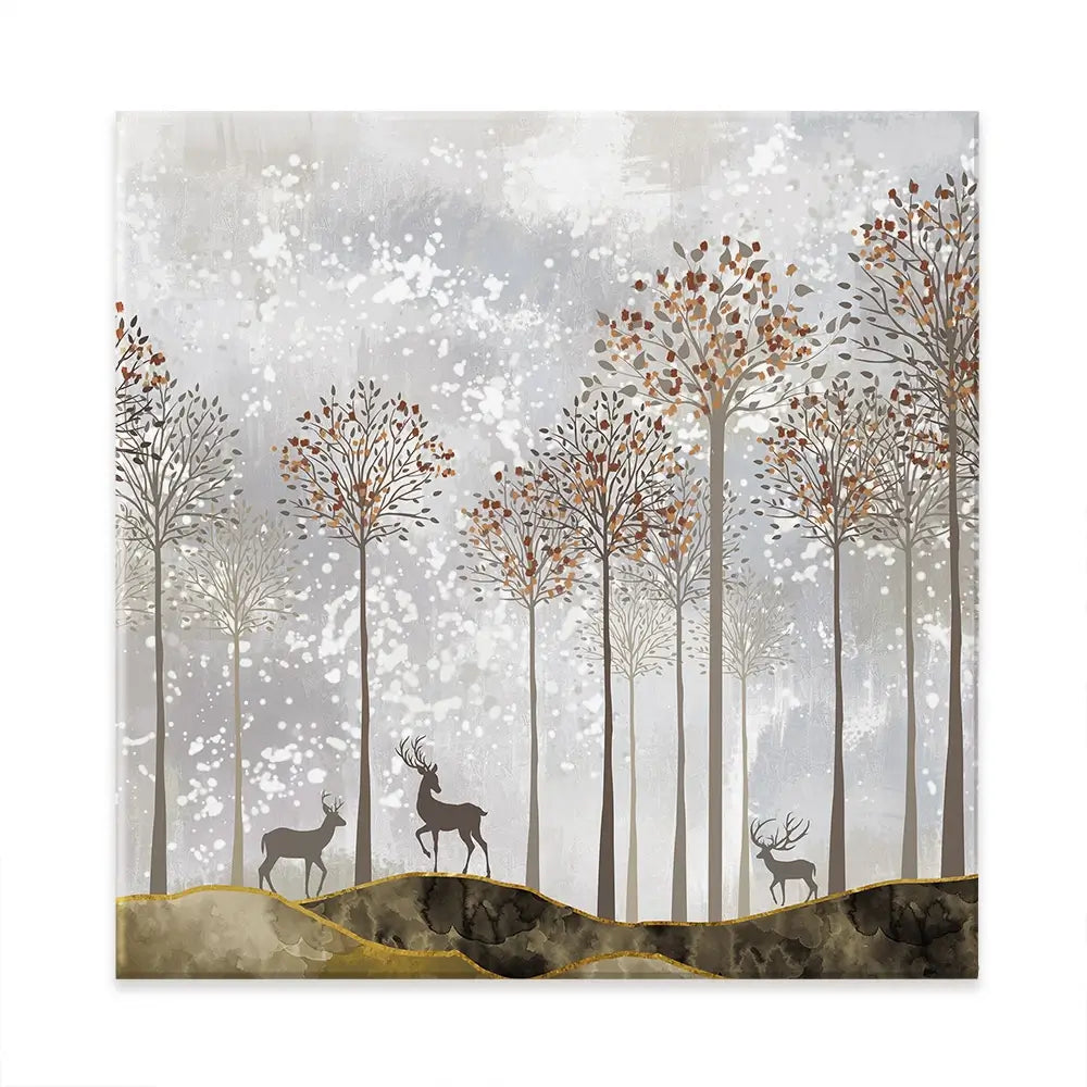 Forest Deer Square Canvas Print Forest Deer Square Canvas Print wall art product 3d artwork wallpaper / Shutterstock
