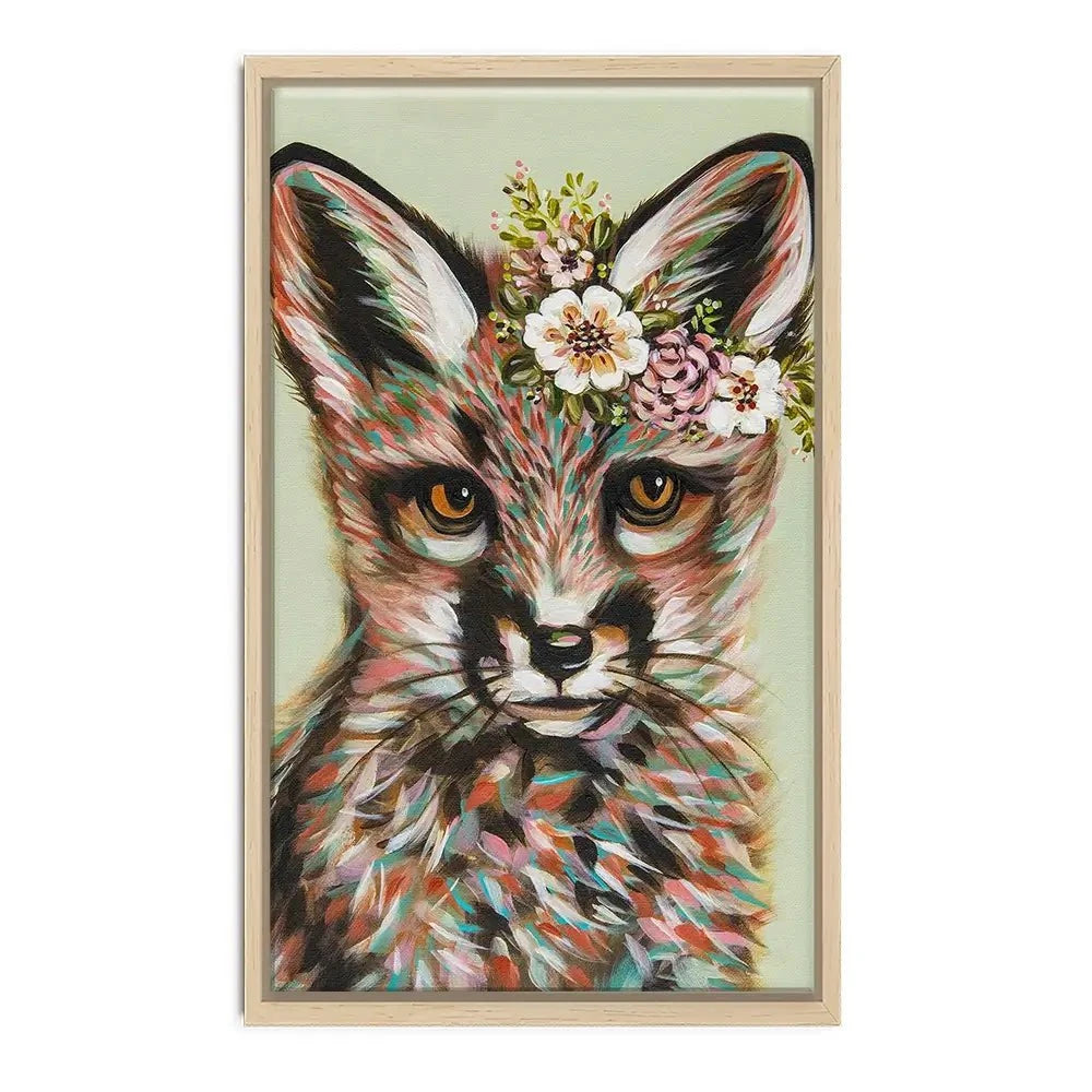 Fox With Flowers Canvas Print Fox With Flowers Canvas Print wall art product Carolee Vitaletti