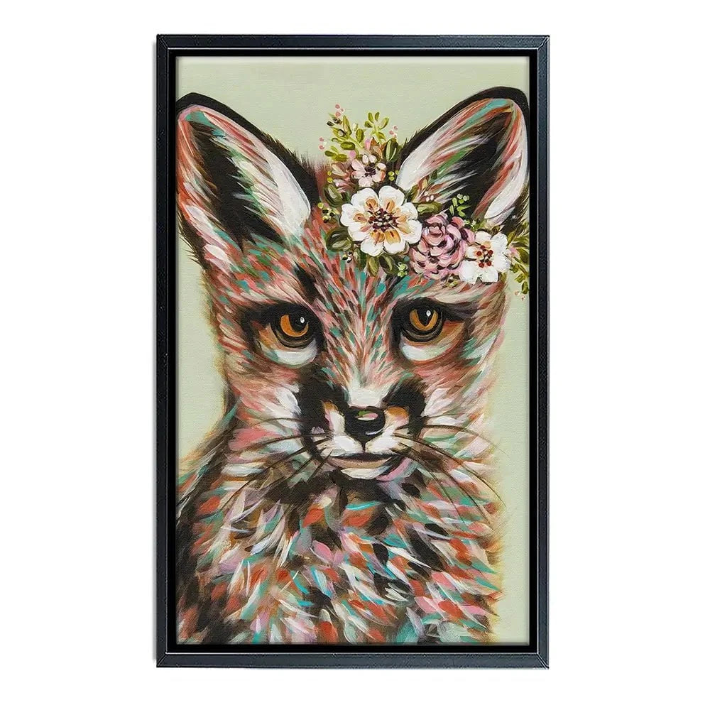 Fox With Flowers Canvas Print Fox With Flowers Canvas Print wall art product Carolee Vitaletti