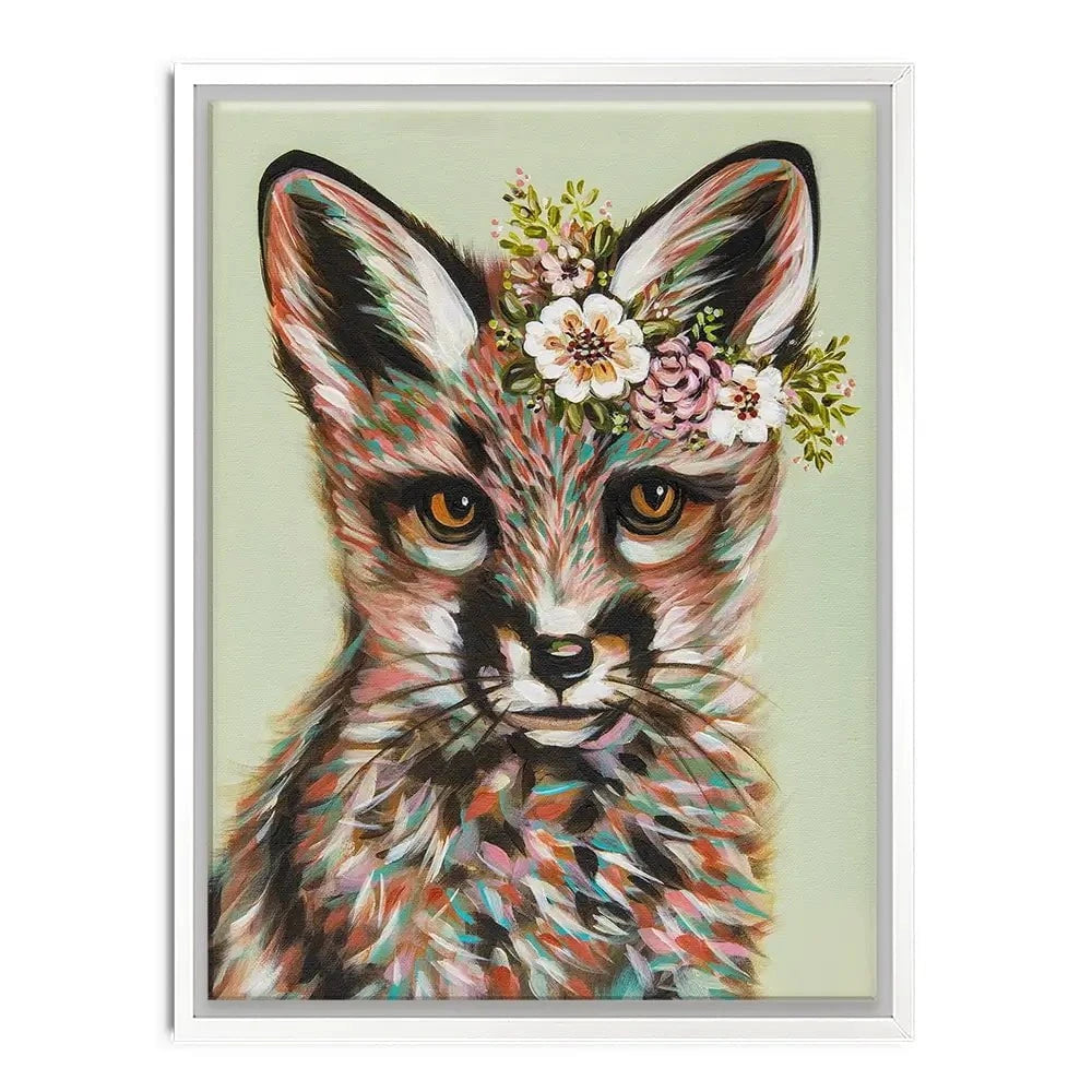 Fox With Flowers Canvas Print Fox With Flowers Canvas Print wall art product Carolee Vitaletti