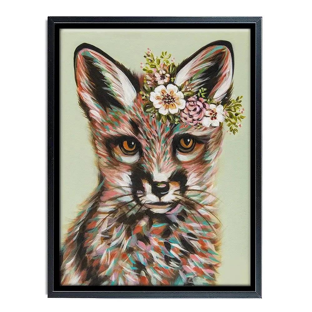 Fox With Flowers Canvas Print Fox With Flowers Canvas Print wall art product Carolee Vitaletti