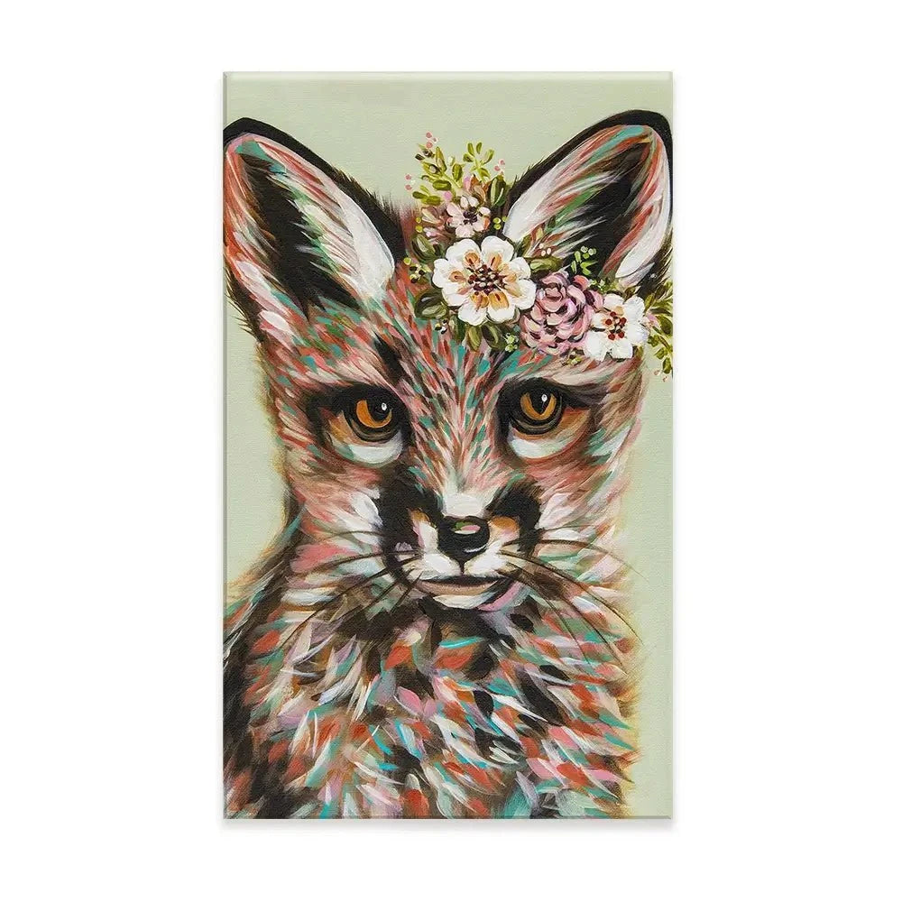 Fox With Flowers Canvas Print Fox With Flowers Canvas Print wall art product Carolee Vitaletti