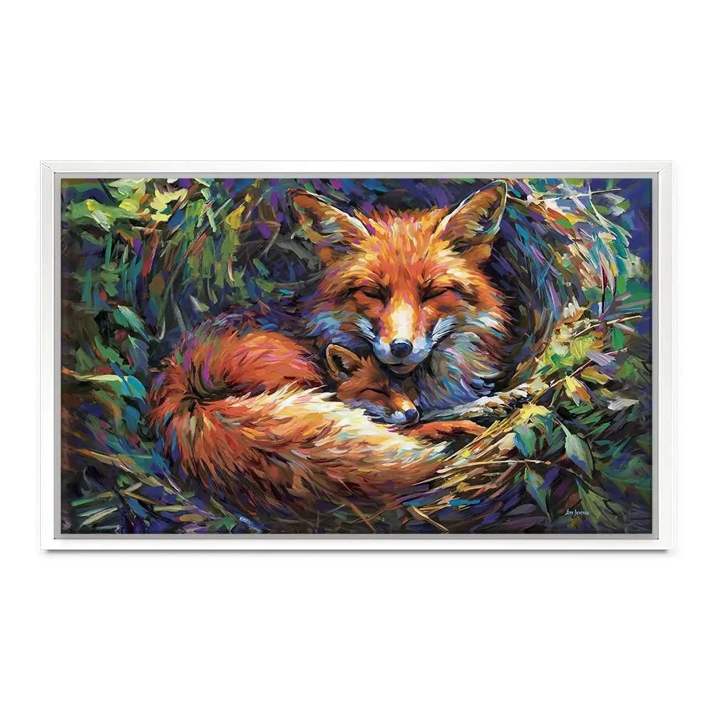 Foxes Nestled In Warmth Canvas Print Foxes Nestled In Warmth Canvas Print wall art product Leon Devenice