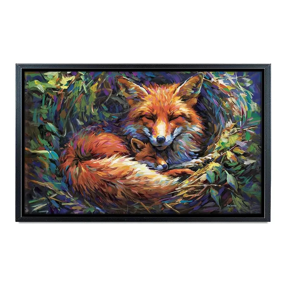 Foxes Nestled In Warmth Canvas Print Foxes Nestled In Warmth Canvas Print wall art product Leon Devenice