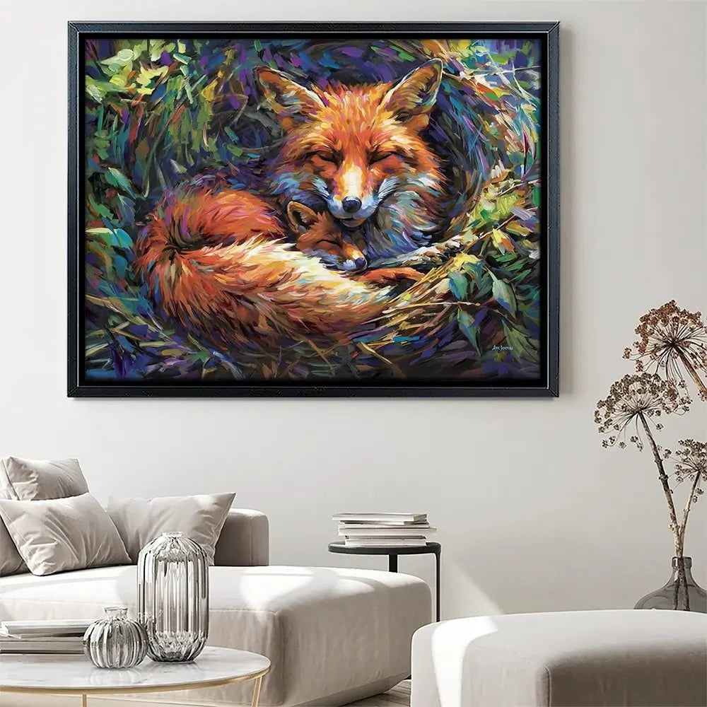 Foxes Nestled In Warmth Canvas Print Foxes Nestled In Warmth Canvas Print wall art product Leon Devenice