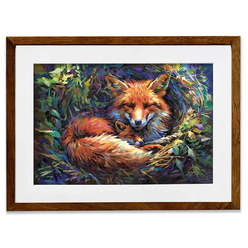Foxes Nestled In Warmth Framed Art Print Foxes Nestled In Warmth Framed Art Print wall art product Leon Devenice
