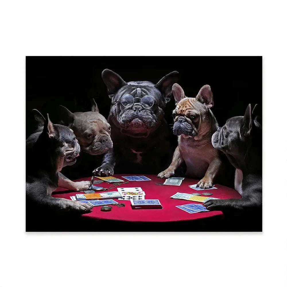 Frenchies Playing Poker Canvas Print Frenchies Playing Poker Canvas Print wall art product Alexander Sviridov / Shutterstock