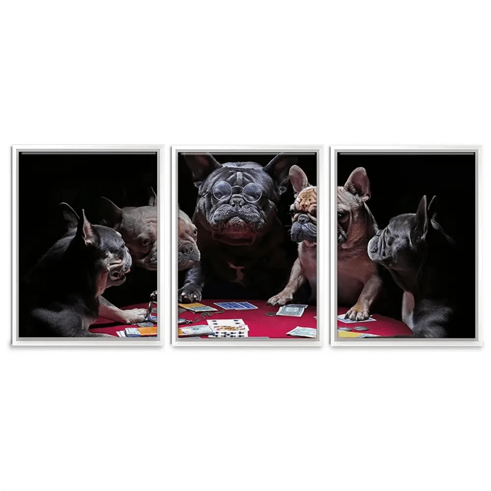 Frenchies Playing Poker Trio Canvas Print Frenchies Playing Poker Trio Canvas Print wall art product Alexander Sviridov / Shutterstock
