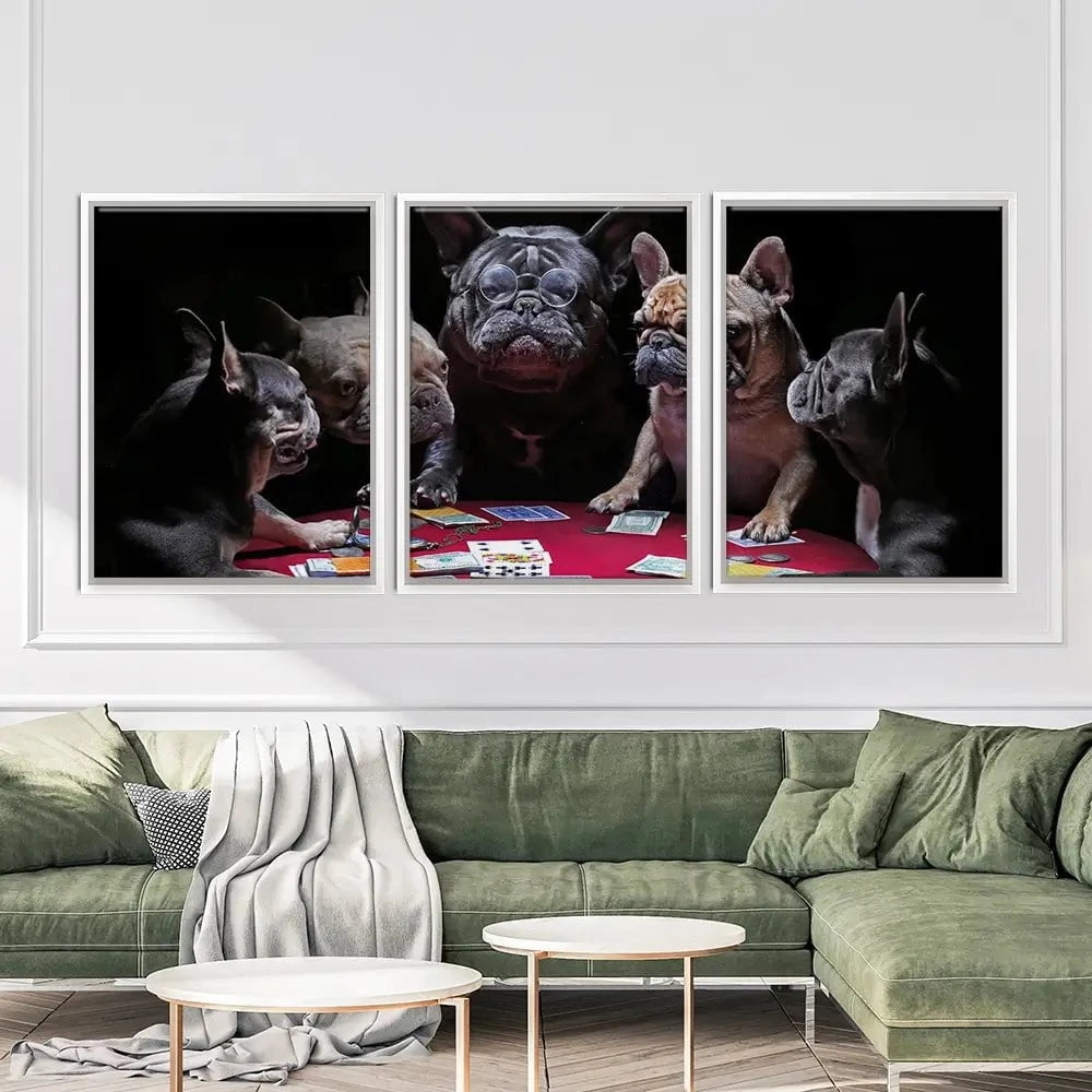 Frenchies Playing Poker Trio Canvas Print Frenchies Playing Poker Trio Canvas Print wall art product Alexander Sviridov / Shutterstock