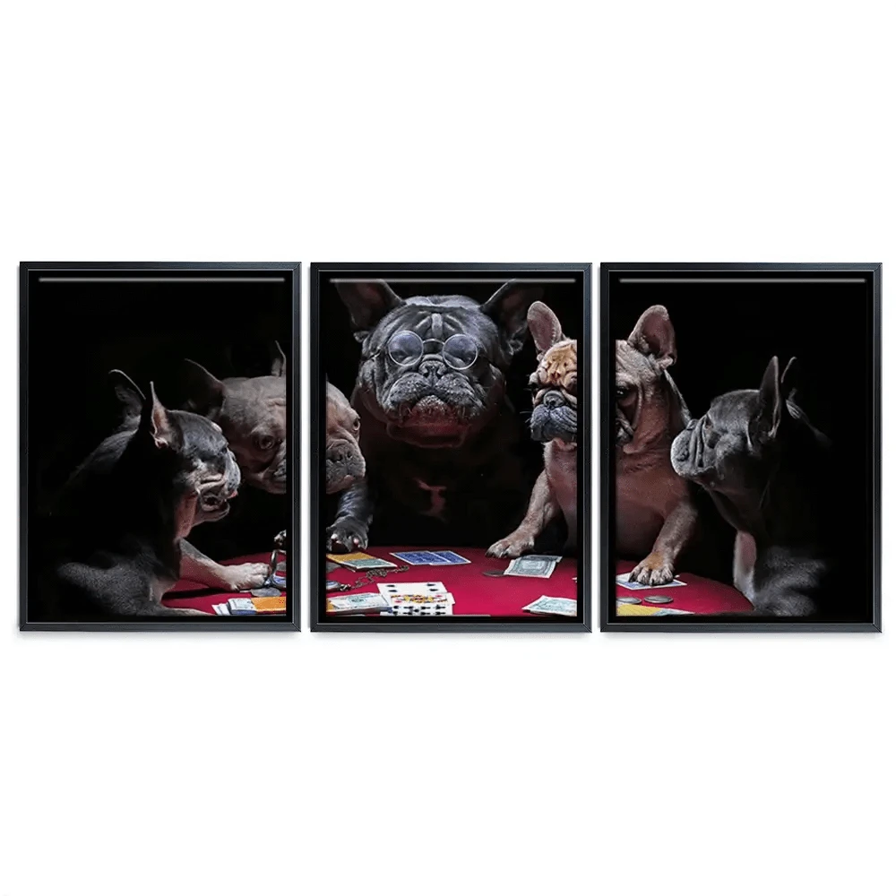 Frenchies Playing Poker Trio Canvas Print Frenchies Playing Poker Trio Canvas Print wall art product Alexander Sviridov / Shutterstock