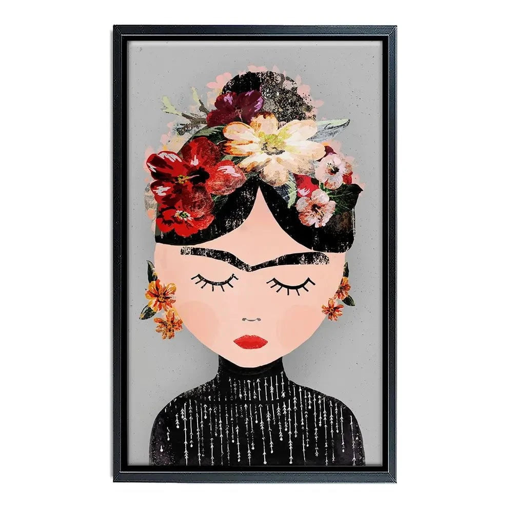 Frida Grey Canvas Print Frida Grey Canvas Print wall art product Treechild