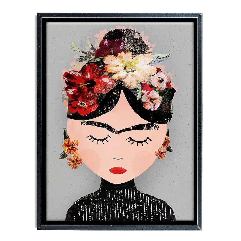Frida Grey Canvas Print Frida Grey Canvas Print wall art product Treechild