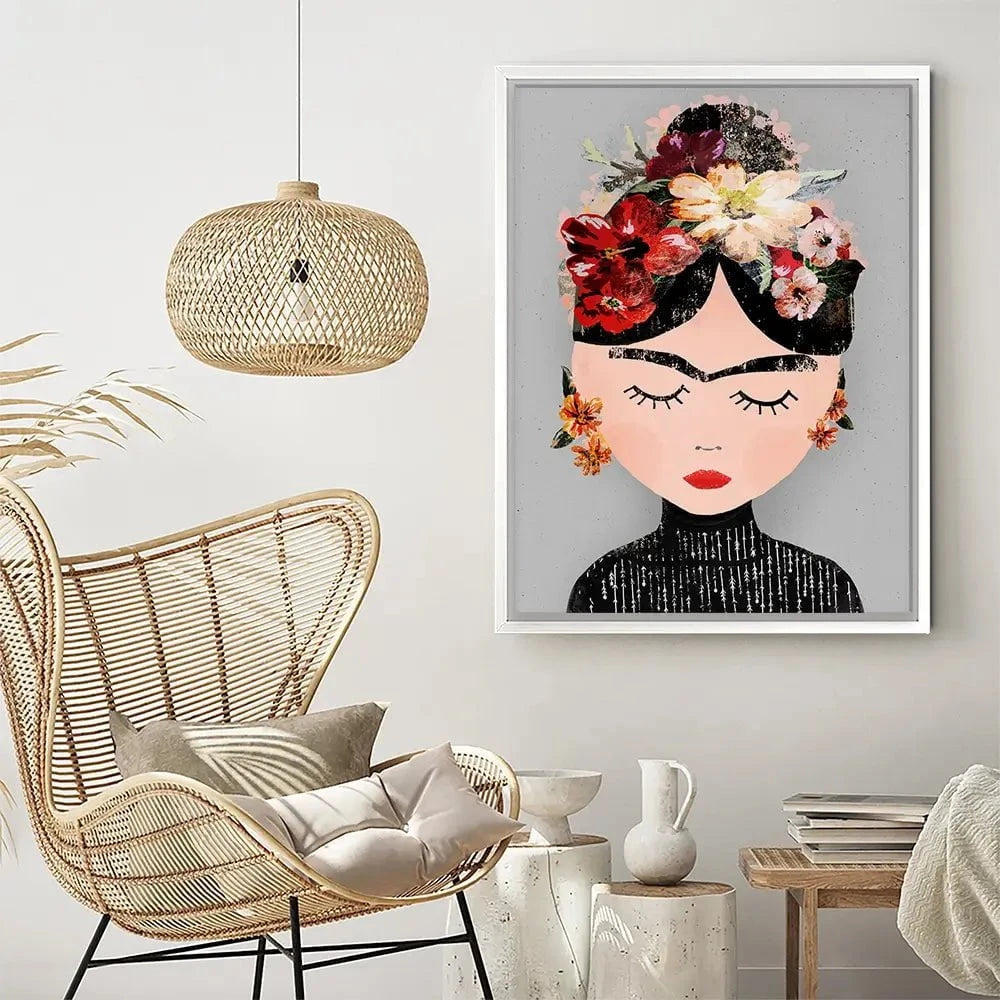 Frida Grey Canvas Print Frida Grey Canvas Print wall art product Treechild