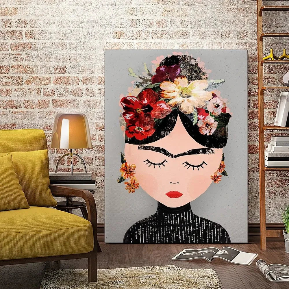 Frida Grey Canvas Print Frida Grey Canvas Print wall art product Treechild