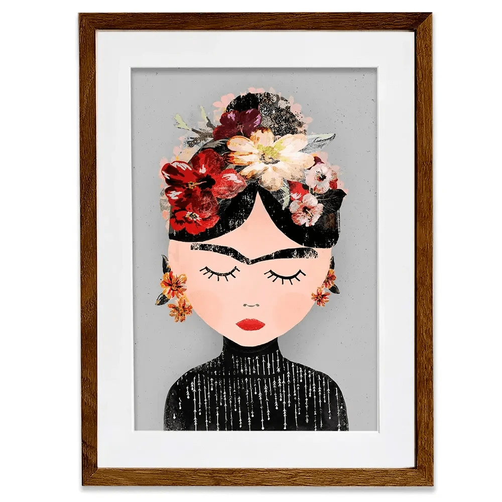 Frida Grey Framed Art Print Frida Grey Framed Art Print wall art product Treechild