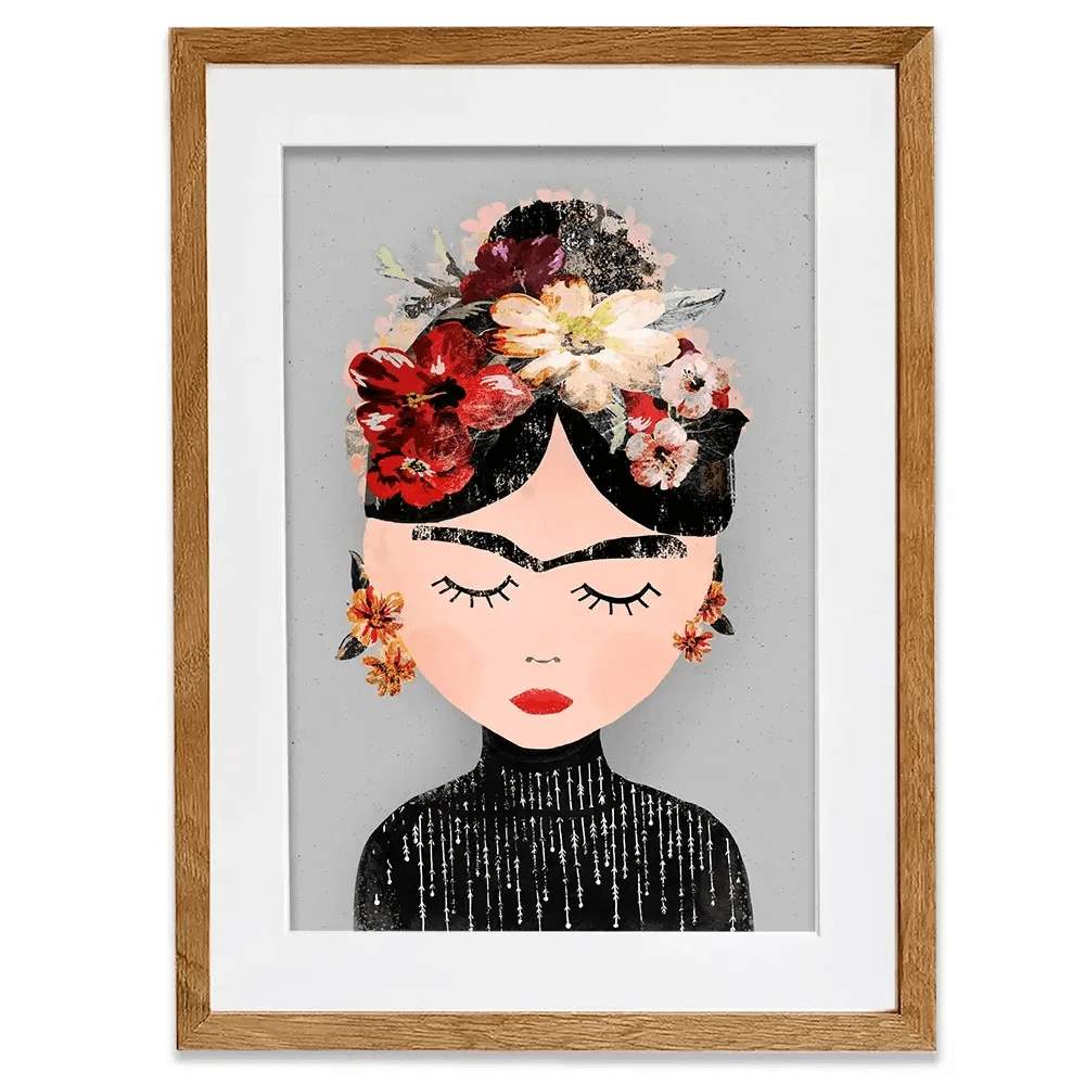 Frida Grey Framed Art Print Frida Grey Framed Art Print wall art product Treechild